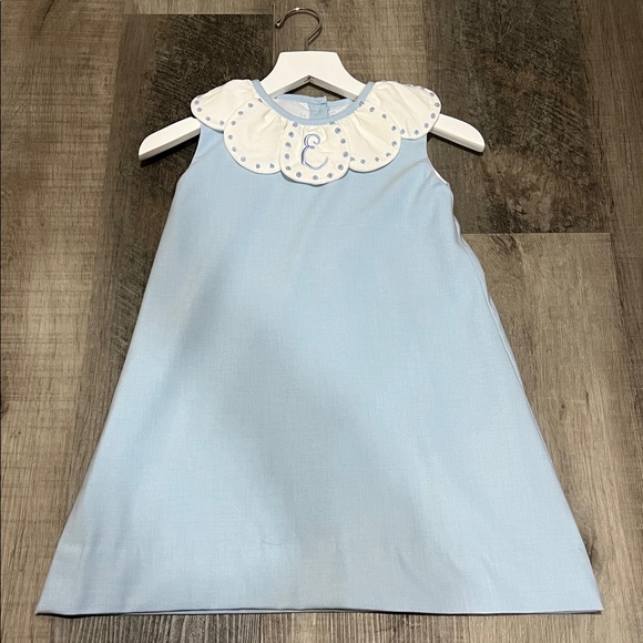 Eliza James Kids Other - Eliza James blue tulip collar dress with E monogrammed size 4T